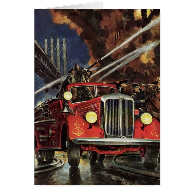 Vintage Business, Firemen Firefighters Fire Trucks (Front)