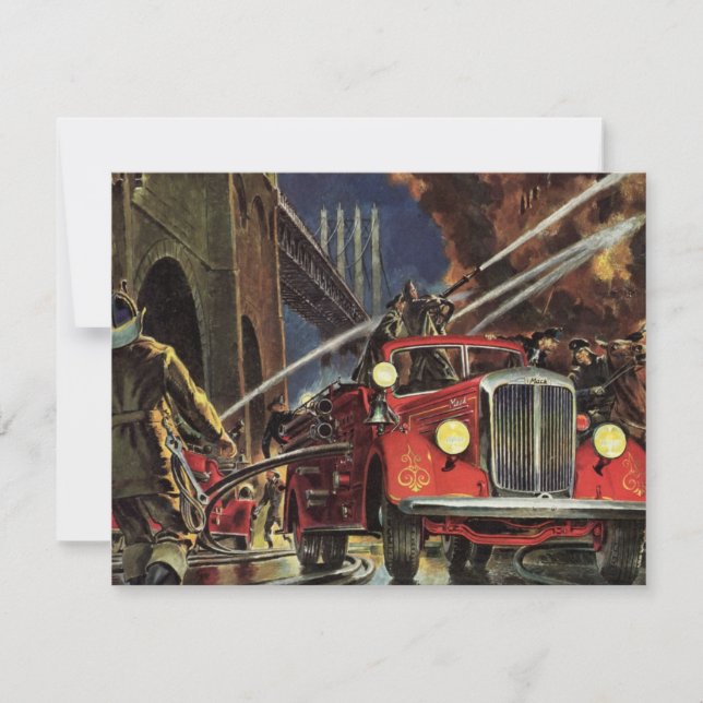 Vintage Business, Firemen Firefighters Fire Trucks (Front)