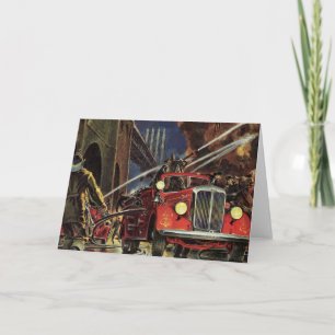 Vintage Business, Firemen Firefighters Fire Trucks Card