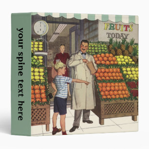 Vintage Business, Fruit Stand with Grocer and Boy Binder