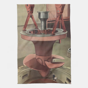 Vintage Business, Giant Water Turbine Energy Kitchen Towel