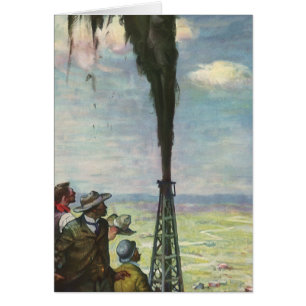 Vintage Business, Gushing Oil Well with Workers