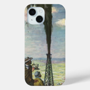 Vintage Business, Gushing Oil Well with Workers iPhone 15 Case