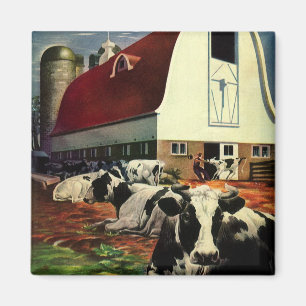 Vintage Business, Holstein Milk Cows on Dairy Farm Magnet