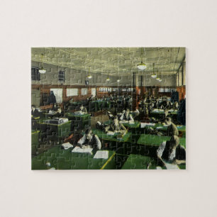 Vintage Business, Journalists in Newspaper Office Jigsaw Puzzle