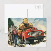 Vintage Business, Logging Truck with Lumberjacks