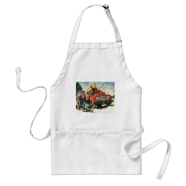 Vintage Business, Logging Truck with Lumberjacks Standard Apron (Front)
