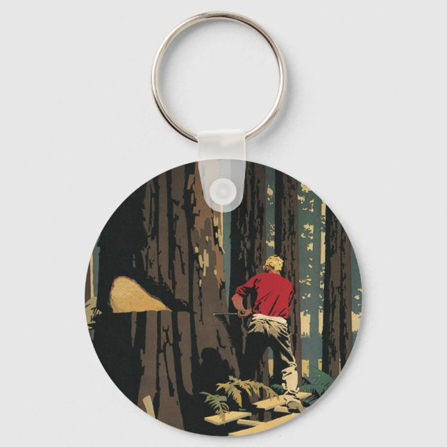 Vintage Business, Lumber Industry Redwood Forest Keychain (Front)