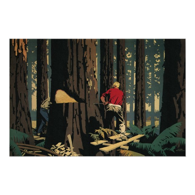 Vintage Business, Lumber Industry Redwood Forest Poster (Front)