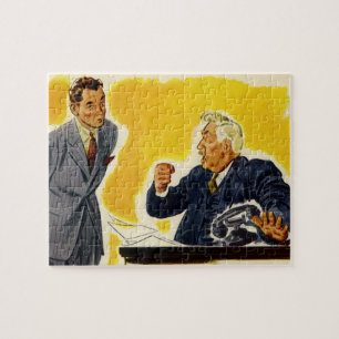 Vintage Business, Mad CEO Executive Boss Employee Jigsaw Puzzle