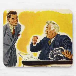 Vintage Business, Mad CEO Executive Boss Employee Mouse Pad