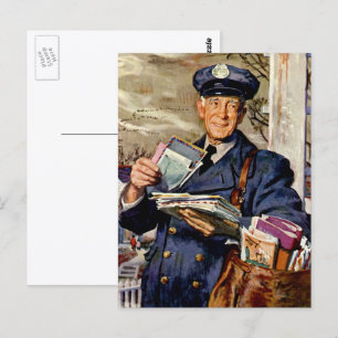 Vintage Business, Mailman Delivering Mail Letters Postcard