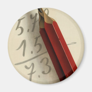 Vintage Business, Math Equation with Red Pencil Magnet