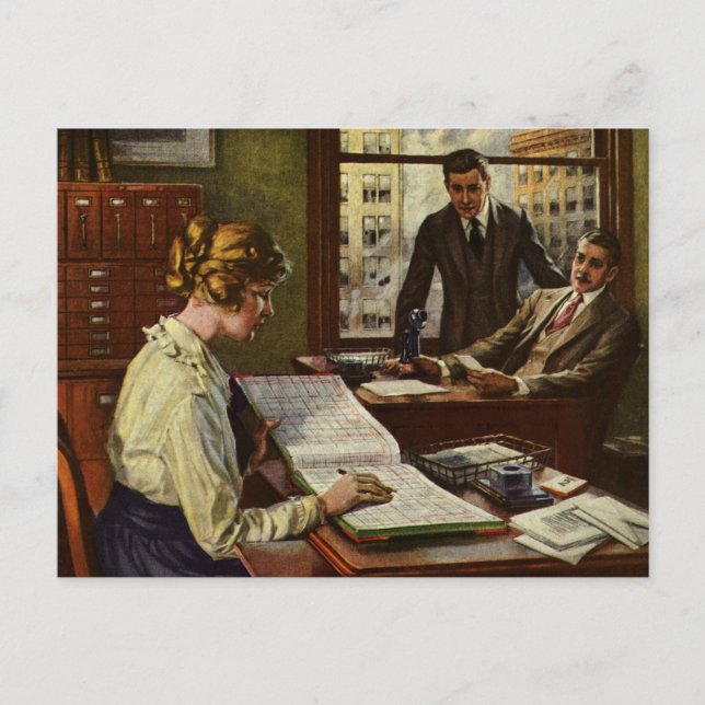 Vintage Business Meeting, Office with Executives Postcard (Front)