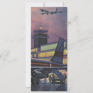 Vintage Business Passengers on Airplane at Airport
