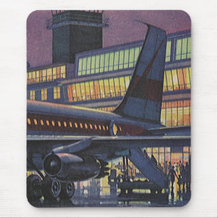 Vintage Business Passengers on Airplane at Airport Mouse Pad