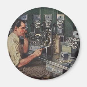 Vintage Business, Pay Phone Telephone Repairman Magnet