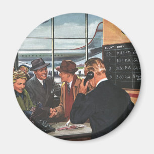 Vintage Business, People at Airline Ticket Counter Magnet