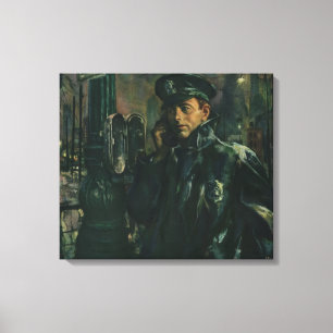 Vintage Business, Policeman on Emergency Telephone Canvas Print