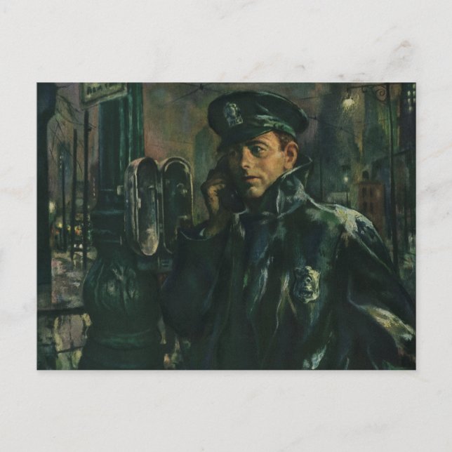 Vintage Business, Policeman on Emergency Telephone Postcard (Front)