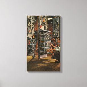 Vintage Business Radio Technician Fixing Equipment Canvas Print