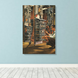 Vintage Business Radio Technician Fixing Equipment Canvas Print
