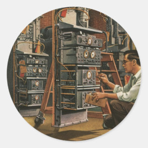 Vintage Business Radio Technician Fixing Equipment Classic Round Sticker