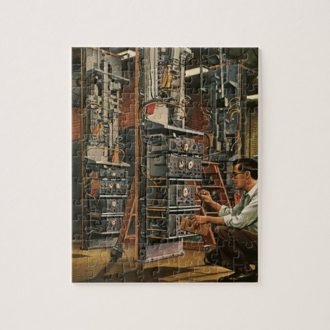 Vintage Business Radio Technician Fixing Equipment Jigsaw Puzzle (Vertical)