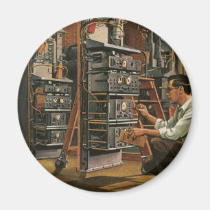 Vintage Business Radio Technician Fixing Equipment Magnet