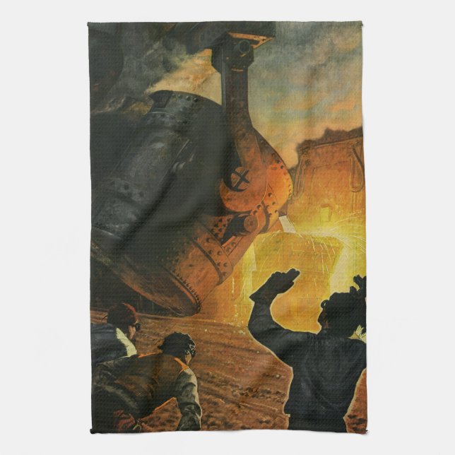 Vintage Business, Steel Manufacturing Industry Kitchen Towel (Vertical)