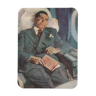 Vintage Business Travel, Reading on the Airplane Magnet