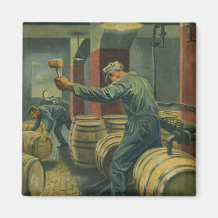 Vintage Business, Wine Making Corking Wine Barrels Magnet