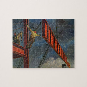 Vintage Business, Workers on Steel Construction Jigsaw Puzzle
