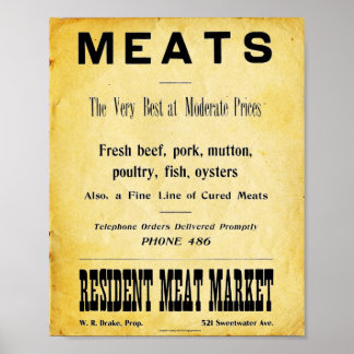 Vintage Butcher Shop Advertisement Sign