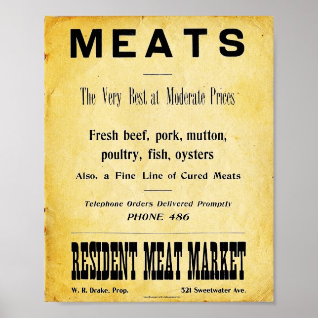 Vintage Butcher Shop Advertisement Sign (Front)