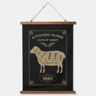 Vintage Butchers Set Meat Cut Hanging Tapestry
