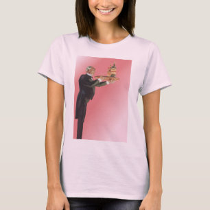 Vintage Butler in a Tuxedo Serving Wine on Tray T-Shirt