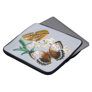 Vintage Butterflies and Floral Illustration on Laptop Sleeve