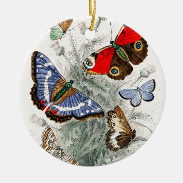 Vintage Butterflies Ceramic Ornament (Front)