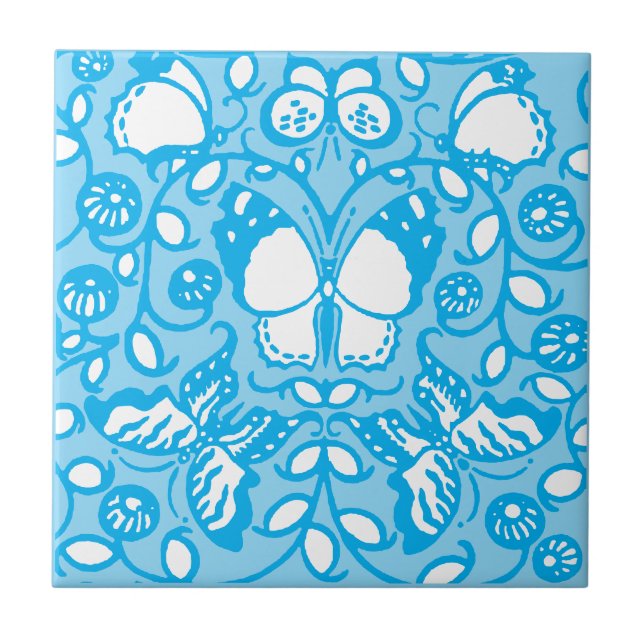 Vintage Butterflies Customizable Colours Pattern Tile (Front)