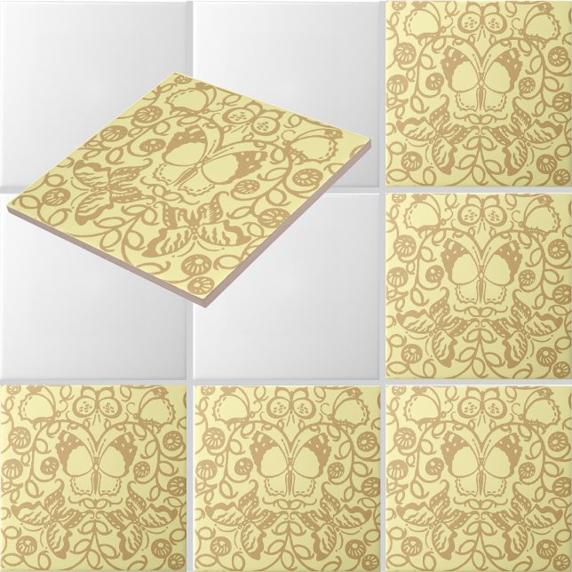 Vintage Butterflies Customizable Colours Pattern Tile (Creator Uploaded)