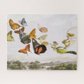 Vintage Butterflies & Fairy Old Illustration Art Jigsaw Puzzle
