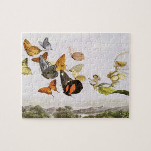 Vintage Butterflies & Fairy Old Illustration Art Jigsaw Puzzle