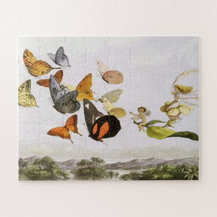 Vintage Butterflies & Fairy Old Illustration Art Jigsaw Puzzle