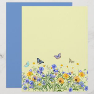 Vintage Butterflies Flower Scrapbook Collage Paper