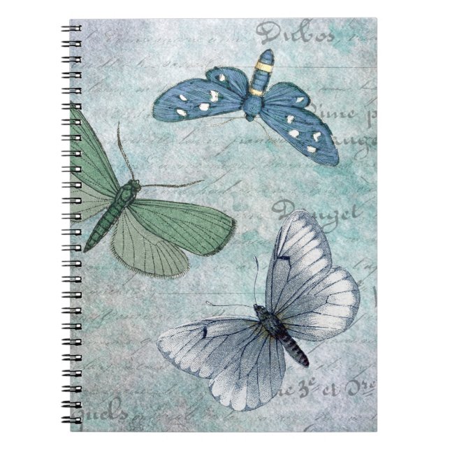 Vintage Butterflies French Grunge Notebook (Front)