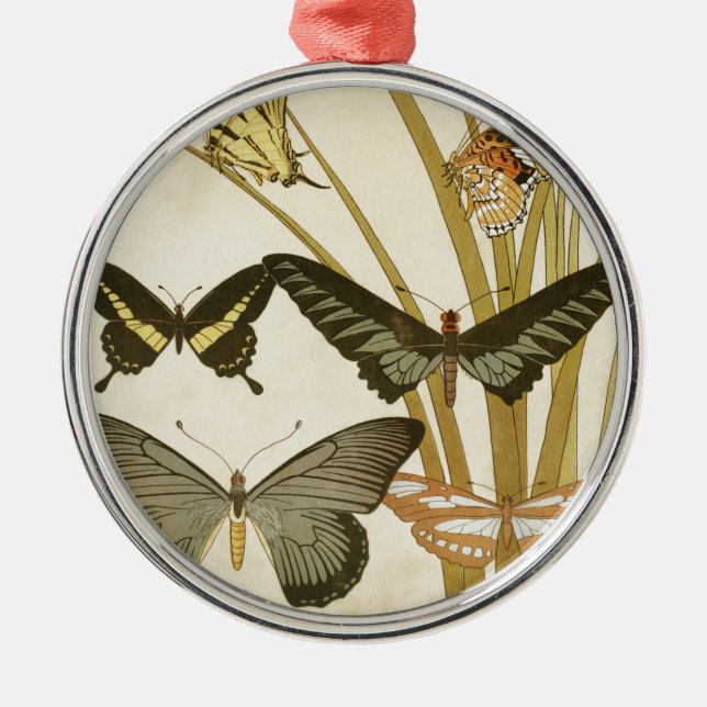 Vintage Butterflies Illustration Metal Ornament (Front)