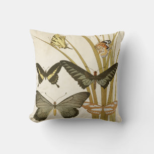 Vintage Butterflies Illustration Throw Pillow