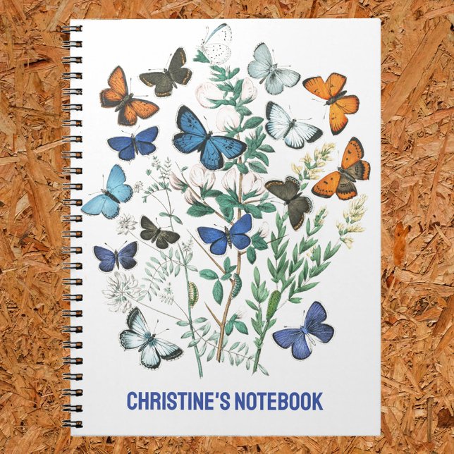 Vintage Butterflies Illustration with Name on a Notebook (Creator Uploaded)