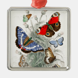 Vintage Butterflies Metal Ornament